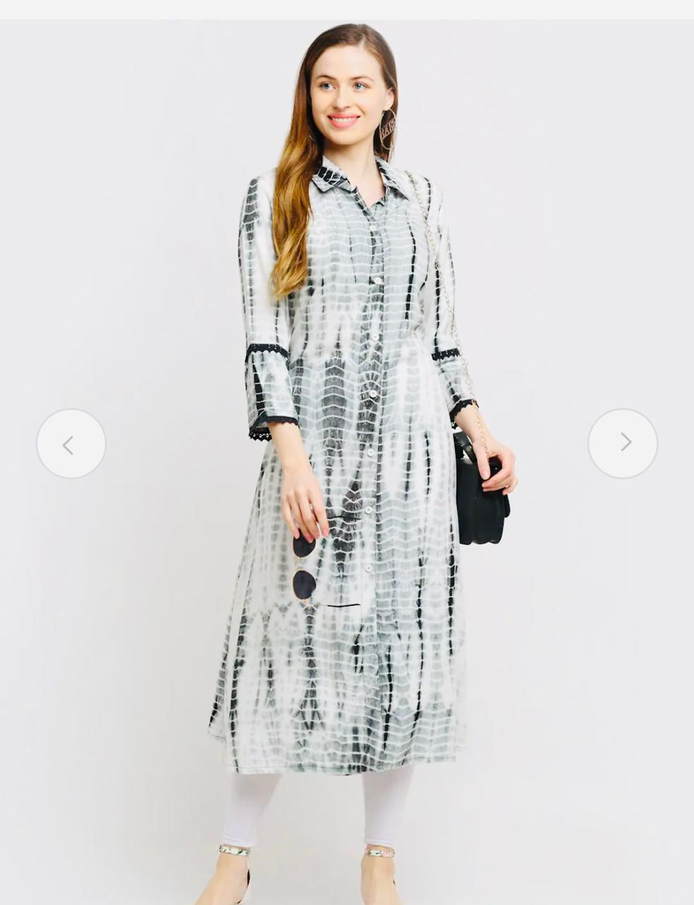 WOMEN WHITE PRINTED KURTA STRAIGHT KURTA INDIAN ETHNIC WEAR DRESSES