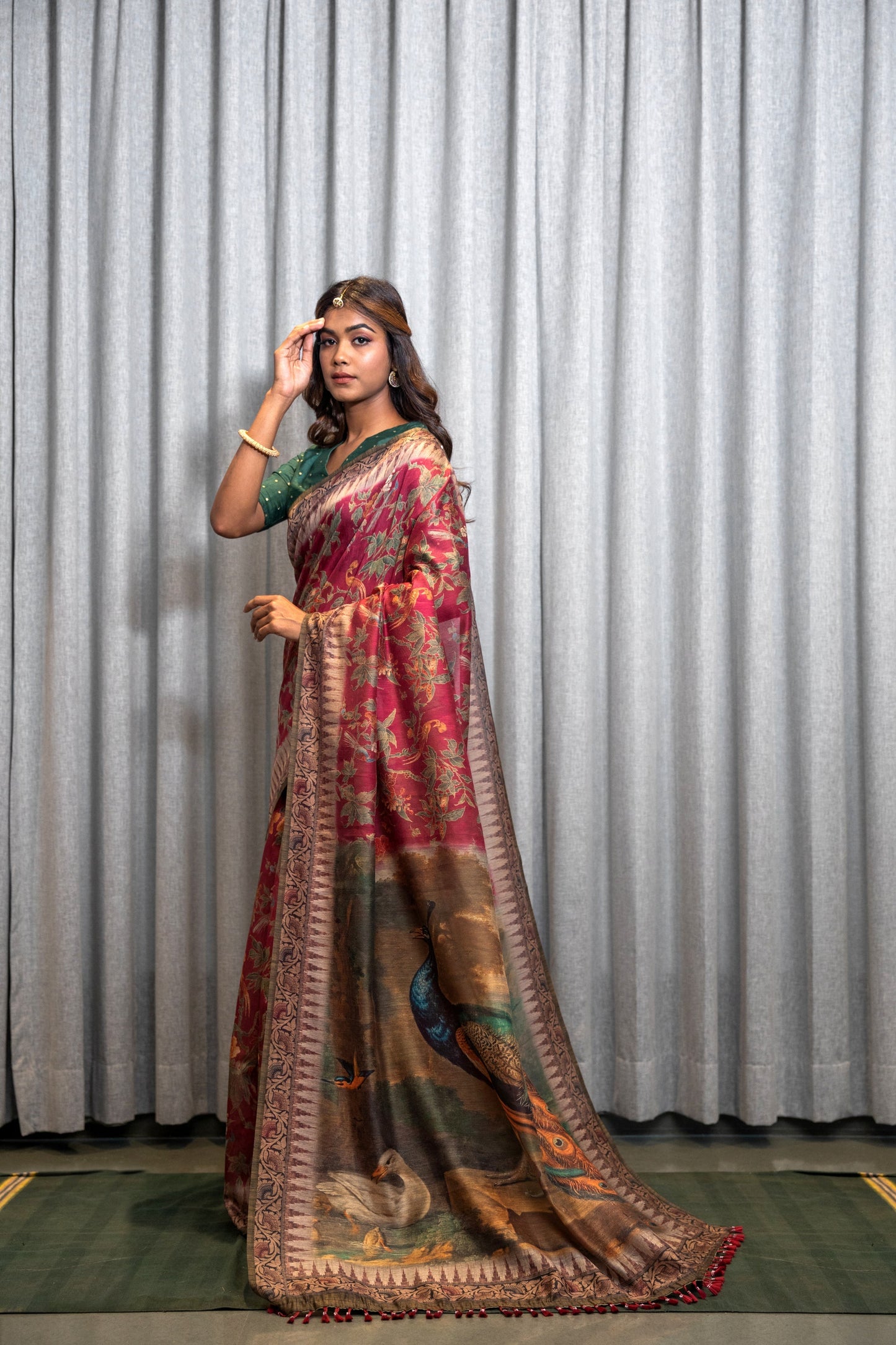 Pink Kasturi Kalamkari Saree