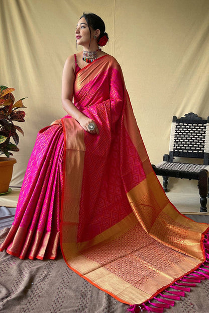 Magenta Pink Patola Saree