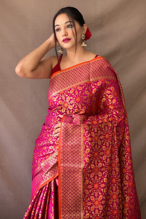 Magenta Pink Patola Saree