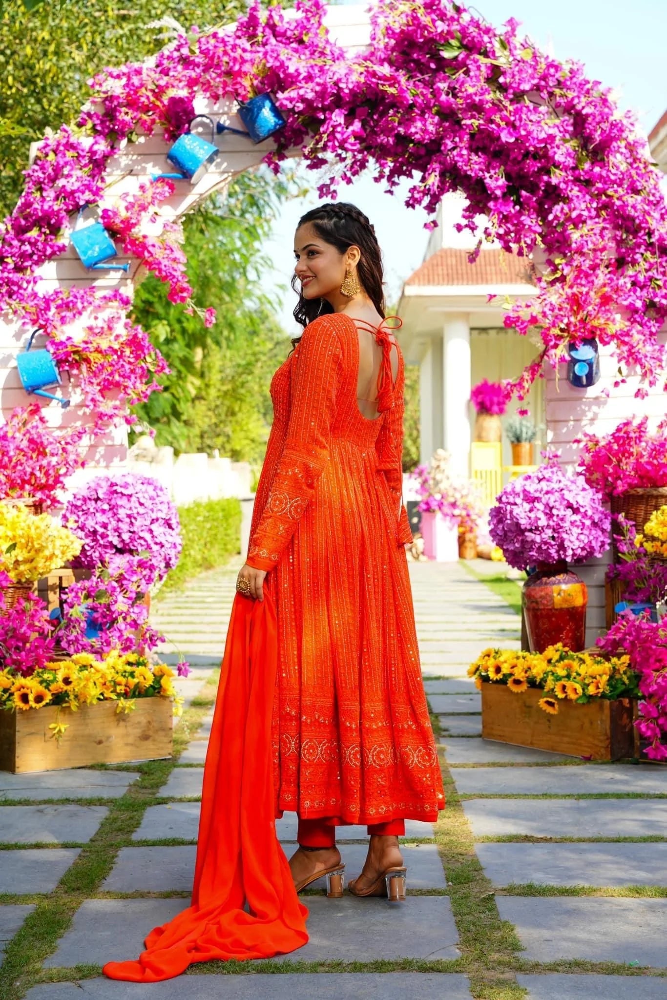 Festival Special Orange Color Heavy Georgette Suit Set 2024