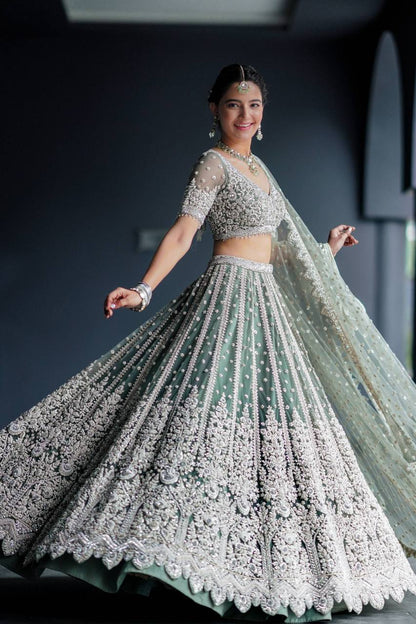 Amazing Sea Green Lehenga Choli At Wedding Function Buy Online