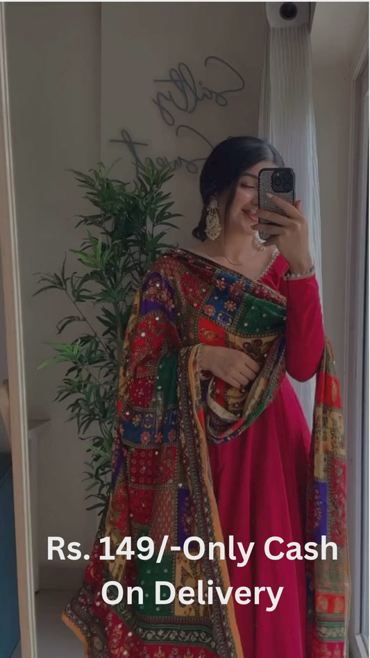 Red Delight: Salwar Suit and Designer Dupatta Combo