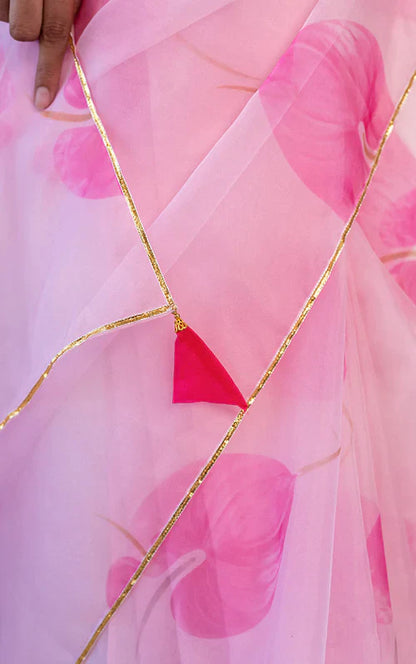 PINK PETAL ORGANZA SAREE